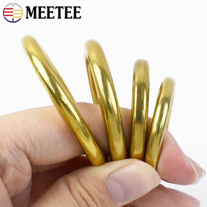 

Meetee 2/5/10Pcs Solid Brass O Ring Buckles Seamless Clasp Webbing Pet Collar Connection Keychain Hook DIY Hardware Accessories