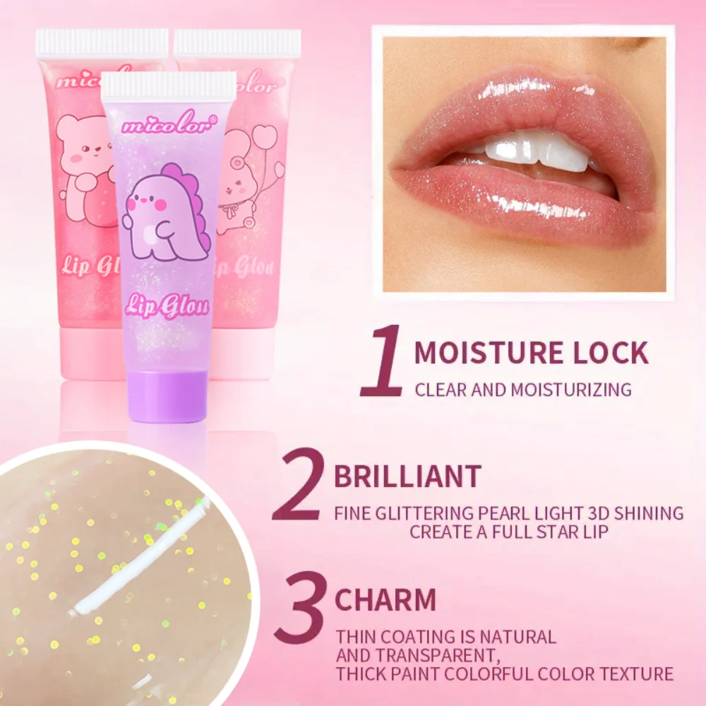 3PCS Spiegel Glitter Lip Gloss Set Lippenstift Perle Farbe Wasserdicht und Schweißfest Nicht Haken Tasse Lip Gloss