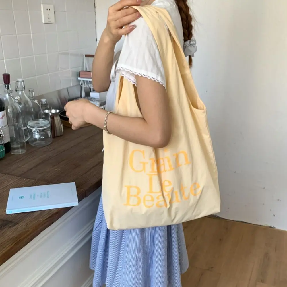 

Simple Korean Nylon Tote Bags Casual Lightweight Letter Shoulder Bag Shopping Large Capacity Commute Bag Students
