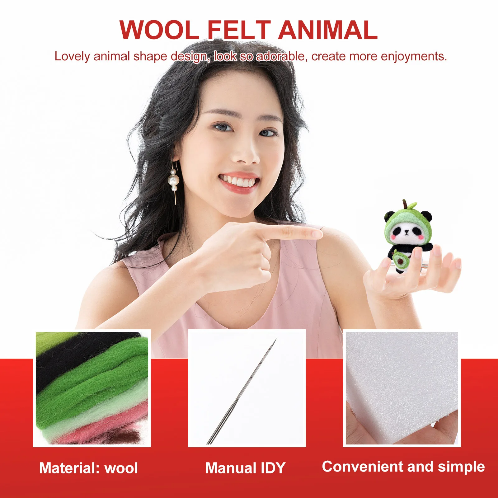 

1Set Wool Needle Felting Kit Panda DIY Craft Material Beginner Friendly Handmade Cute Gift Relaxing Art Project