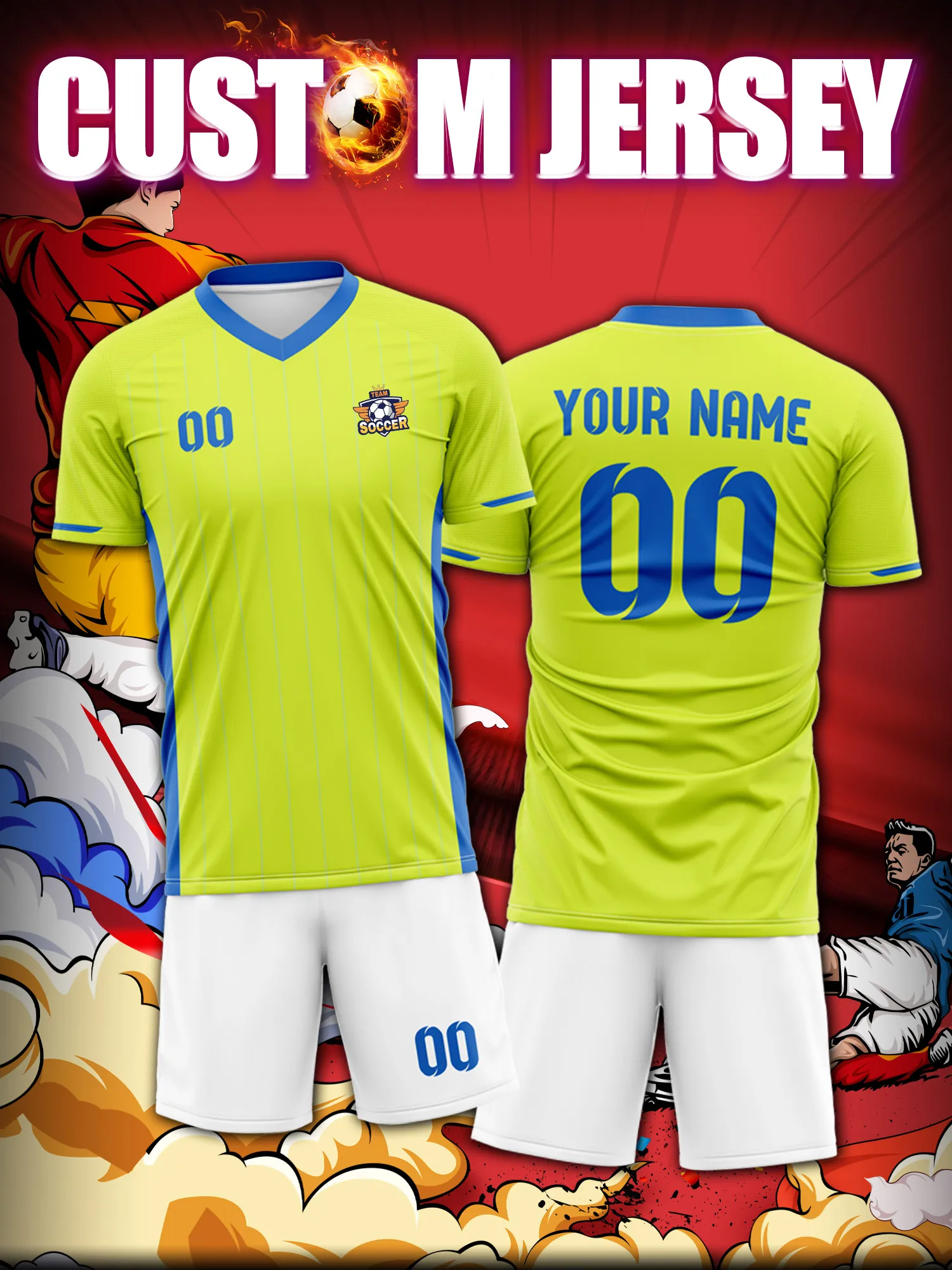 

Футбольная форма на заказ с индивидуальным изображением, номером и именем, униформа для лиговых турниров и чемпионатов.