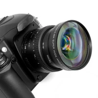 Lente de cámara profesional de 49 mm/52 mm/58 mm, lente gran angular de 0,45 x con lente macro incorporada, adecuada para lentes de cámara Canon, Nikon y Sony