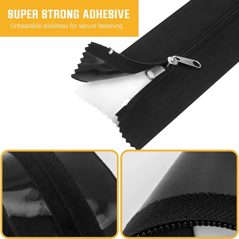 Heavy Duty Zippers,2-Pack Dust Barrier Zippers With Plastic Sheet Cutter,Double Sided Tent Zippers For Indoors,3In X 7Ft