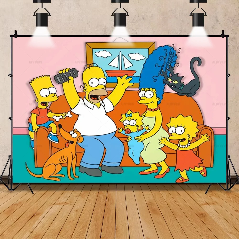 Дисней мультфильм Симпсоны детский день рождения фон украшение комнаты детский душ фон фотостудия баннер реквизит