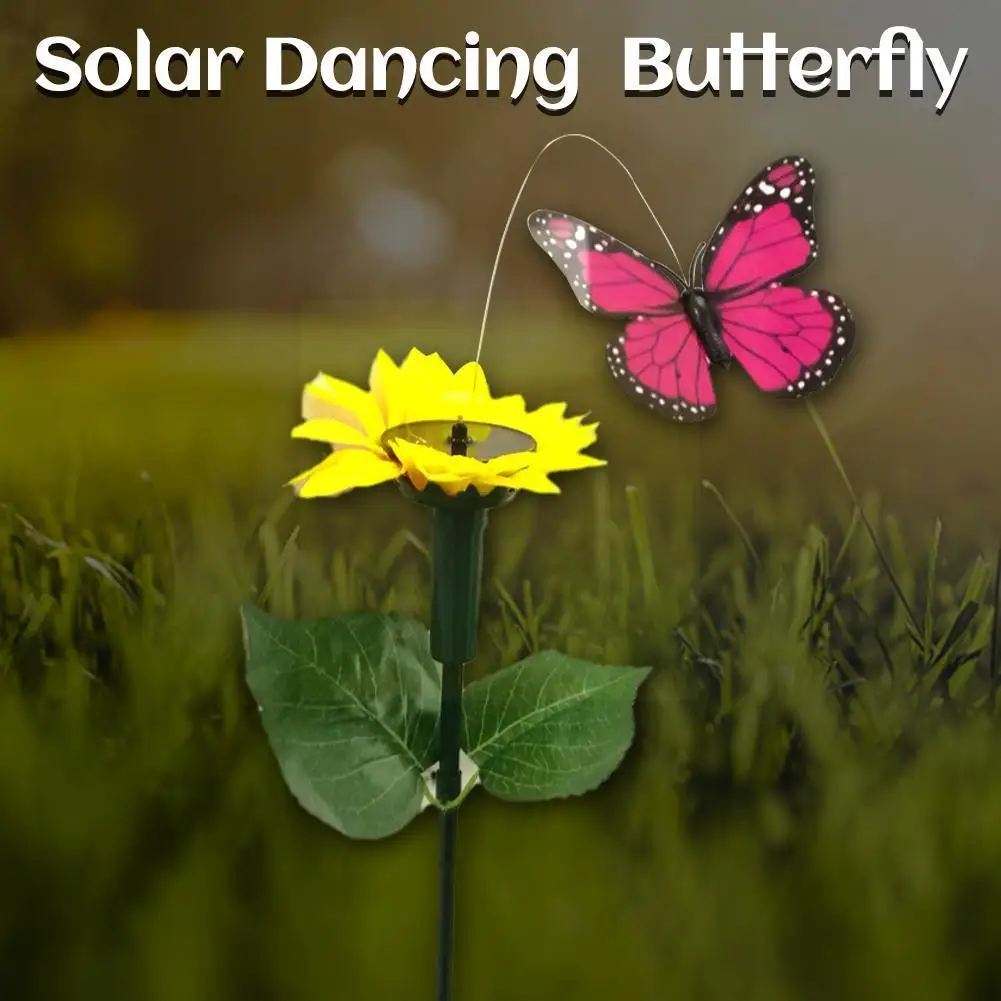 Garden Decoration Solar Powered Dancing Fluttering Home Butterflies Humming Decoration Yard Outdoor Farm Garden Bird Flying A6D6