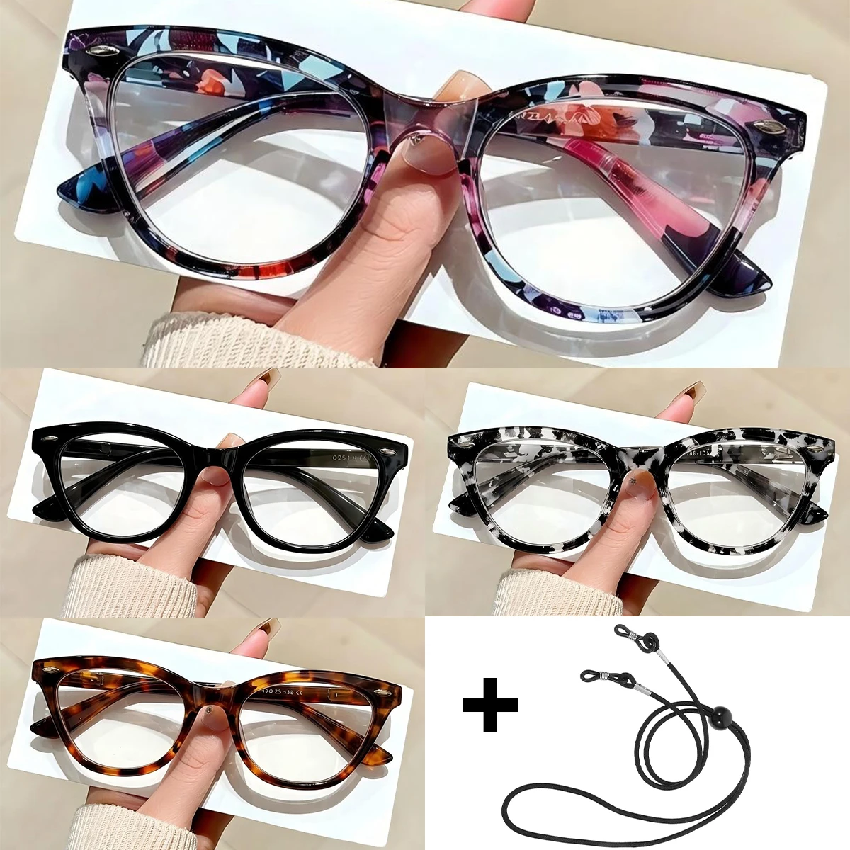 Fashion Elegant Print Flower Auto Adjust Reading Glasses Blue Ray Blocking​ Anti-blue Light Auto Focus Reading Glasses L5