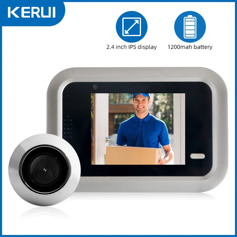 KERUI-Peephole Viewer Camera, 2.4 "TFT LCD, ângulo de 100 graus, Smart Door Viewer, Cat Eye
