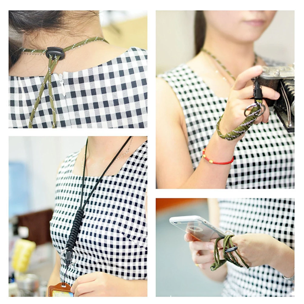 

6Pcs Waterproof Bag Strap Paracord Lanyard Adjustable Retractable Necklaces Wrist Strap Key Holder for Outdoor Hiking Camping