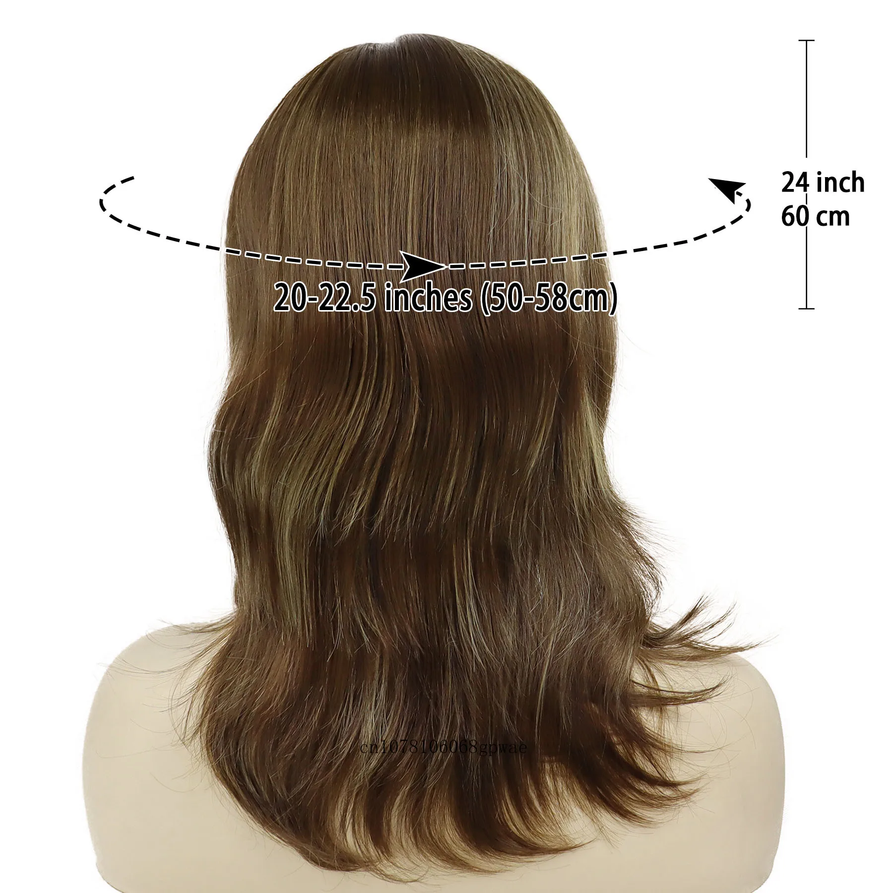 Comprimento médio natural marrom perucas de cabelo sintético em linha reta perucas de seda com franja para mulheres senhora traje diário festa resistente ao calor