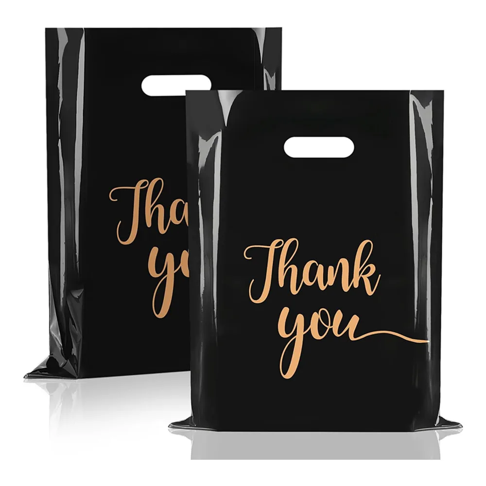 Thank You Gift Bags for Small Business Plastic Packaging Bag with Handle Birthday Wedding Store Cookie Jewelry Clothing Storage