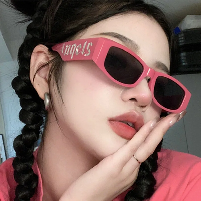 

Angels Fashion Sunglasses Male Black Frame Letter Palm Hip-hop Trend Brand High-end Sense Face-lift Sunglasses