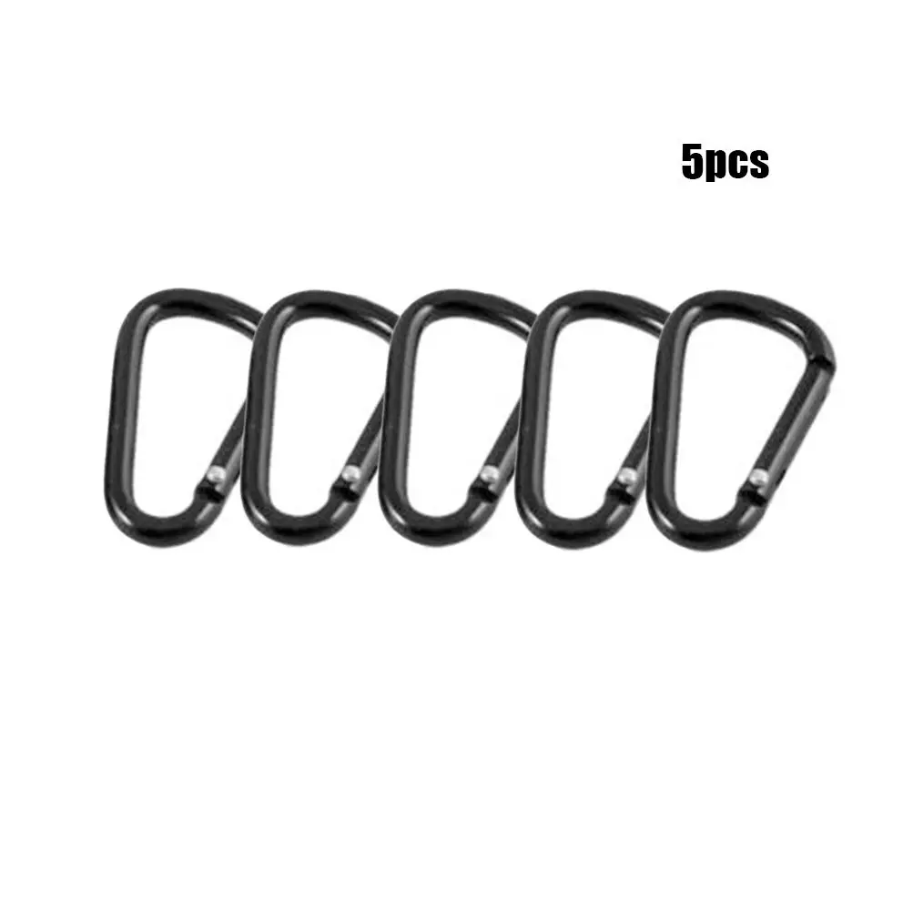 

1/5/10pcs black color Outdoor Sports Equipment Safety Camping Hiking Hook Black Climbing Button Alloy Carabiner Buckle Keychain