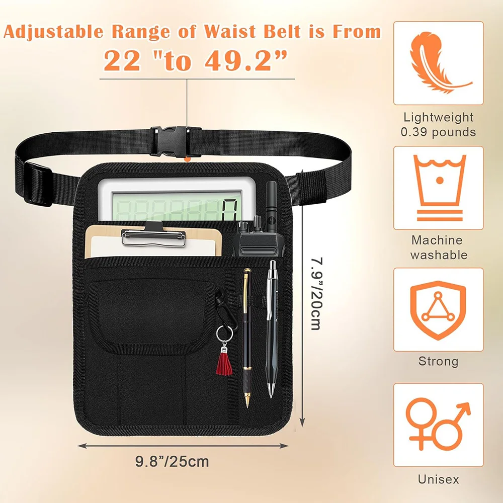 مريلة خادم النادلة مع جيوب متعددة، حقيبة خصر خادم مع حزام قابل للتعديل، مريلة خصر للمطعم، البيسترو، المقهى