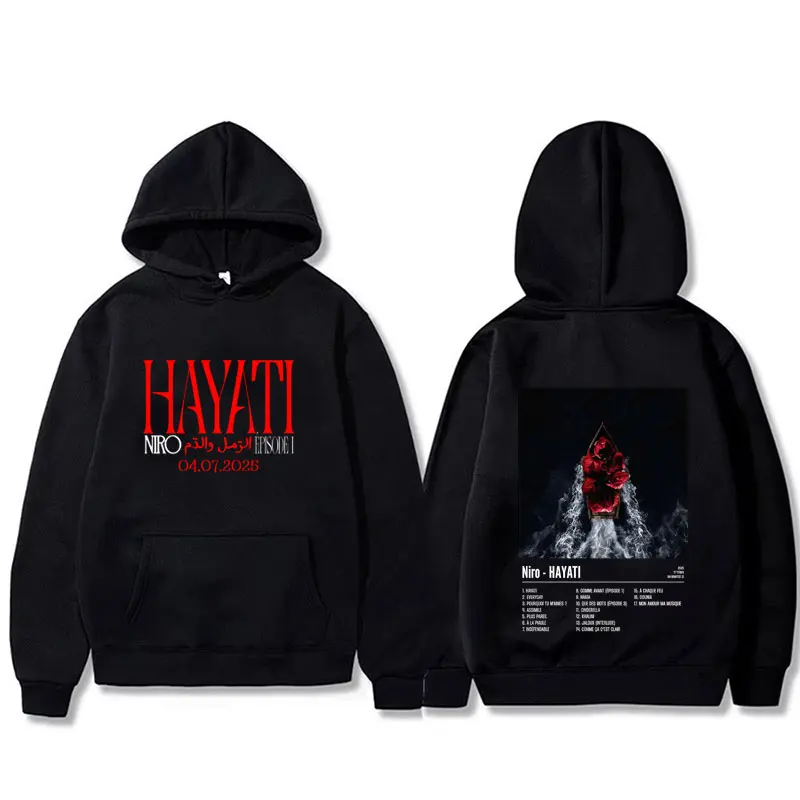 

Rapper Niro HAYATI Album Graphic Hoodie Men Women Fashion Casual Oversized Pullover Hoodies Male Vintage Hip Hop Rock Streetwear