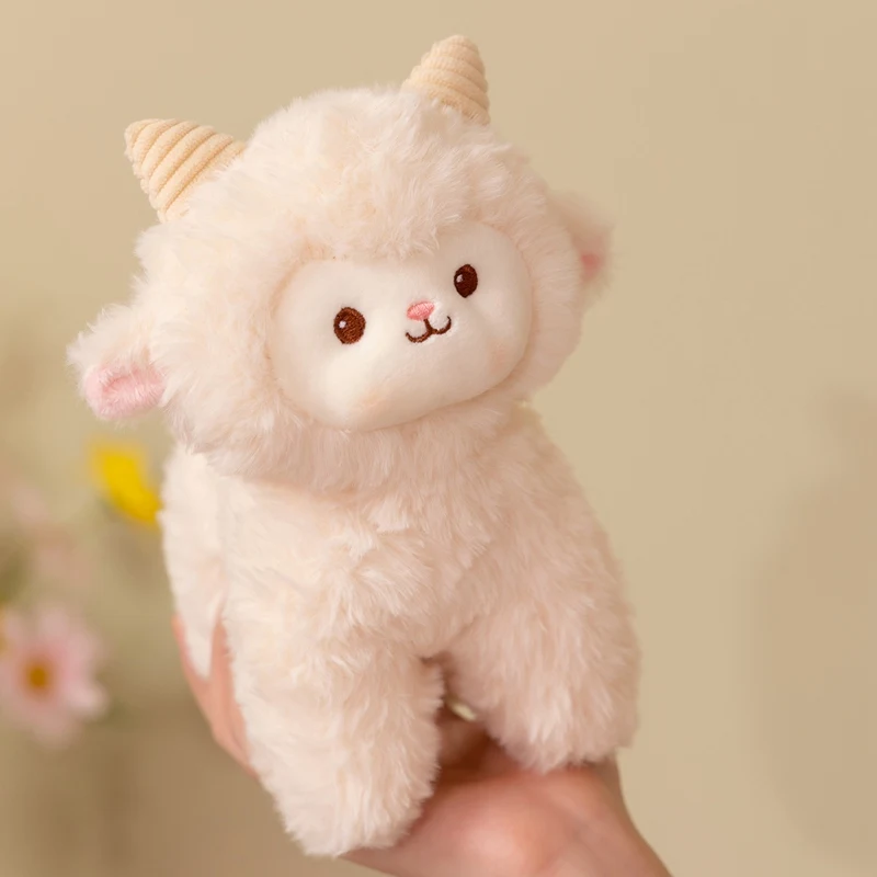 Cute Cartoon Lamb Plush Toy Kawaii Fluffy Sheep Stuffed Animal Doll Soft Plushie Kids Birthday Gift Home Room Decor