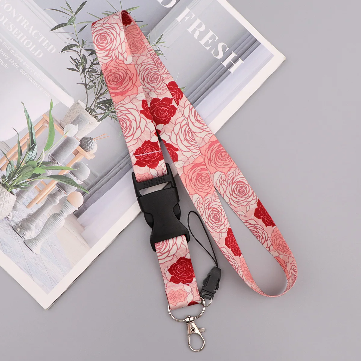 Rose Lanyards Quotations Neck Strap For Student ID Card Badge Butterfly Keychain Holder DIY Hanging Rope Phone Accessories