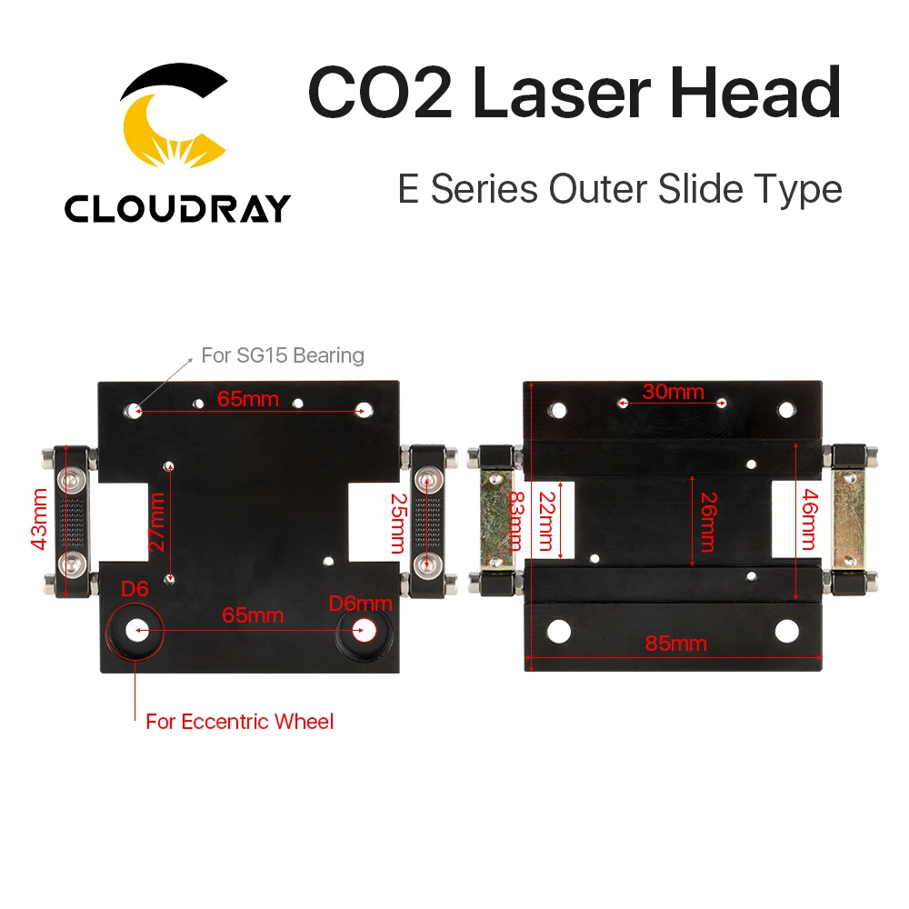 Cloudray Nieuwe Collectie CO2 Laser Hoofd Voor Dia.20mm Fl 50.8/63.5Mm Lens D25mm Spiegel Outer Slider Type Met air Assist Nozzle