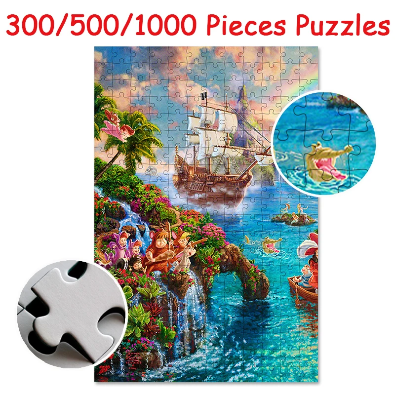 Disney Cartoon Movie Poster Puzzle Toys 300/500/1000 Pieces Wooden Puzzles Children's Educational Toys Adult Gift Printing Hd