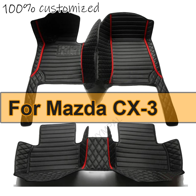 Car Floor Mats For Mazda CX-3 CX3 DK 2016~2022 Leather Luxury Mat Protective Rug Carpet Set Auto Interior Parts Car Accessories