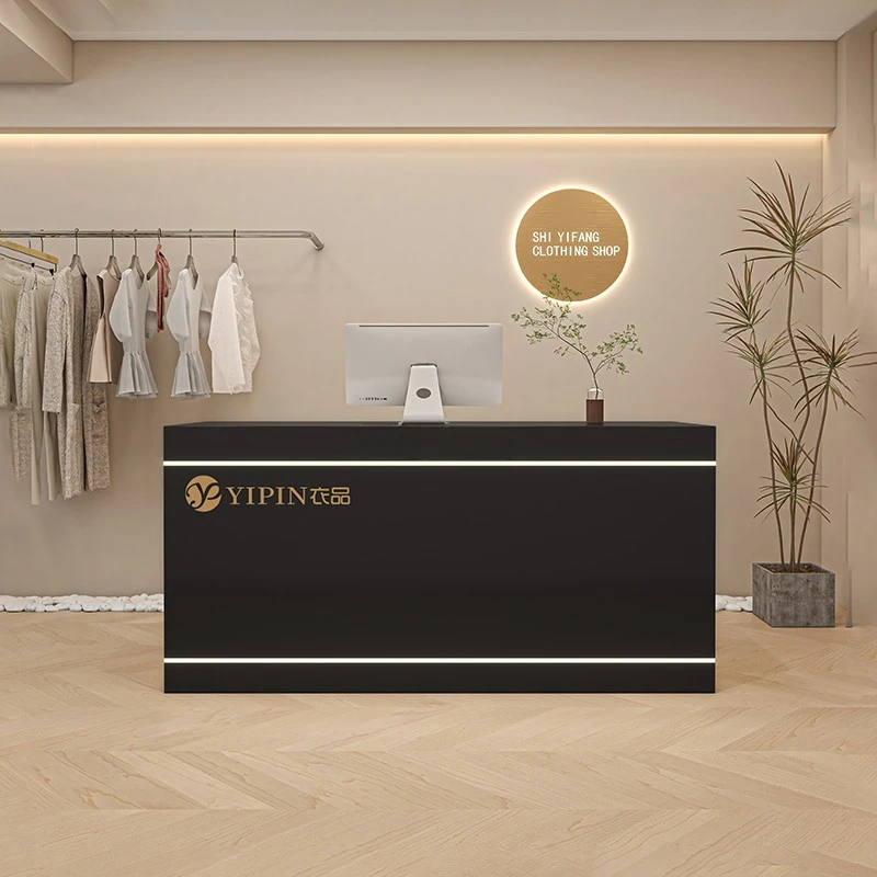 Modern clothing store, cash register, barber shop, beauty salon, bar counter, front desk, reception desk, baking lacquer