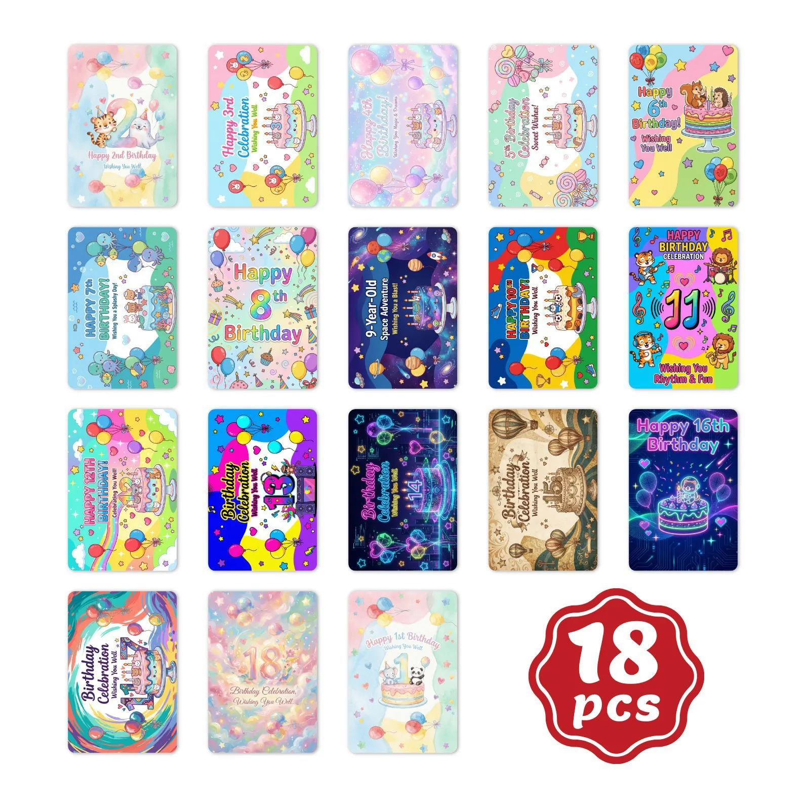 

Набор из 18 поздравительных открыток на 18-летие, элементы для упаковки подарков, декоративные элементы, фотоальбом для воспоминаний, книга для различных случаев, открытки с пожеланиями