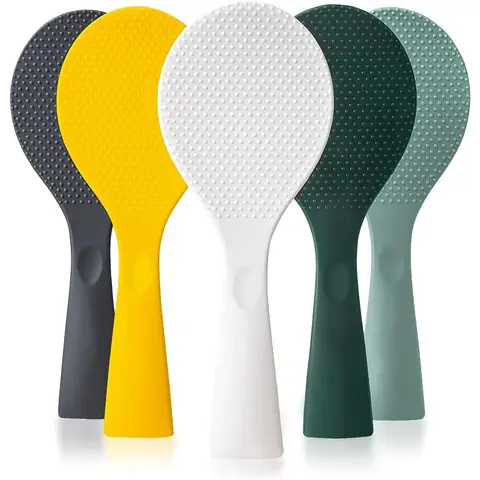 Heat Resistant Silicone Standing Rice Spatula - White Non-Stick Paddle, Rice Cooker Serving Spoon for Grains