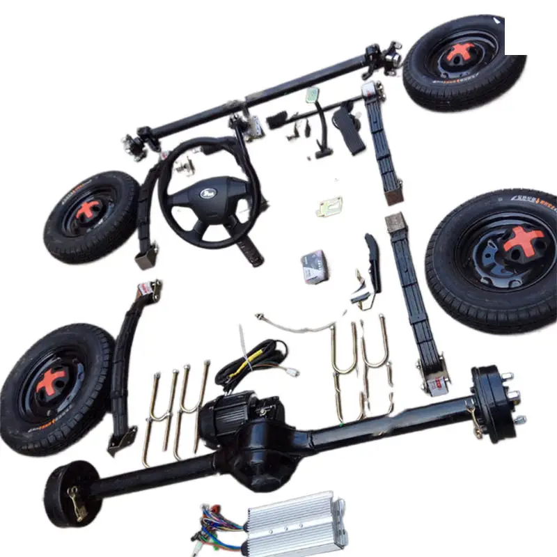 Triciclo elettrico personalizzabile 60V 1200W Kit di montaggio per auto modificato a quattro ruote Motore del mozzo Asse differenziale posteriore