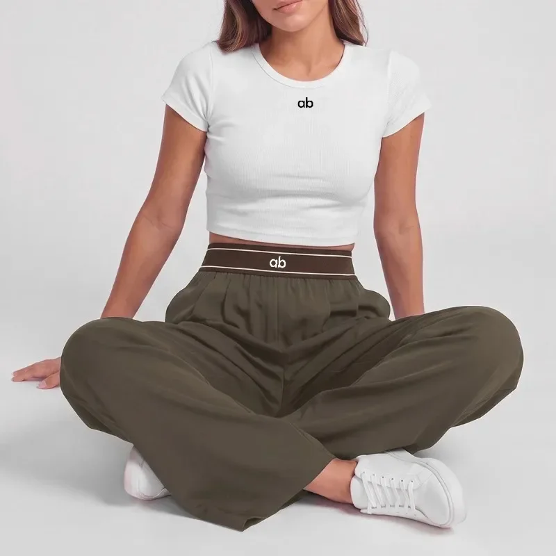 2027 Women's Loose Casual Sports High Waist Yoga Pants Breathable and Comfortable Versatile Trousers Women Wide Leg Sports Pants