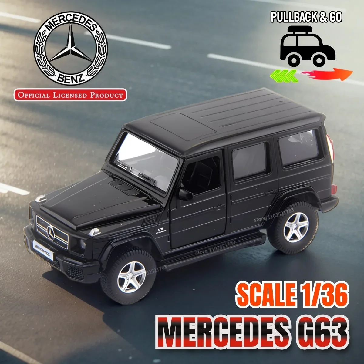 

1/36 Mercedes Benz G63 AMG Pullback Toy Car Model Official Licensed Alloy Diecast Vehicle Scale Replica Xmas Gift Kid Boy Toy