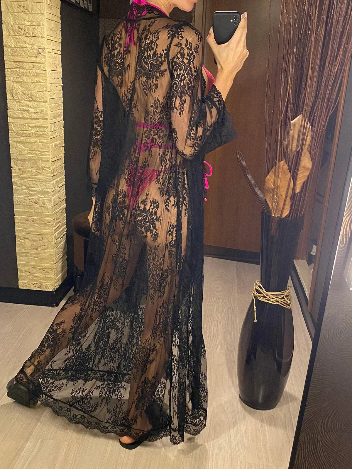 섹시한 레이스 자수 롱 드레스 메쉬 쉬어 여름 맥시 드레스를 통해 볼 긴 소매 비치 커버 비치 드레스 Vestidos V4140B