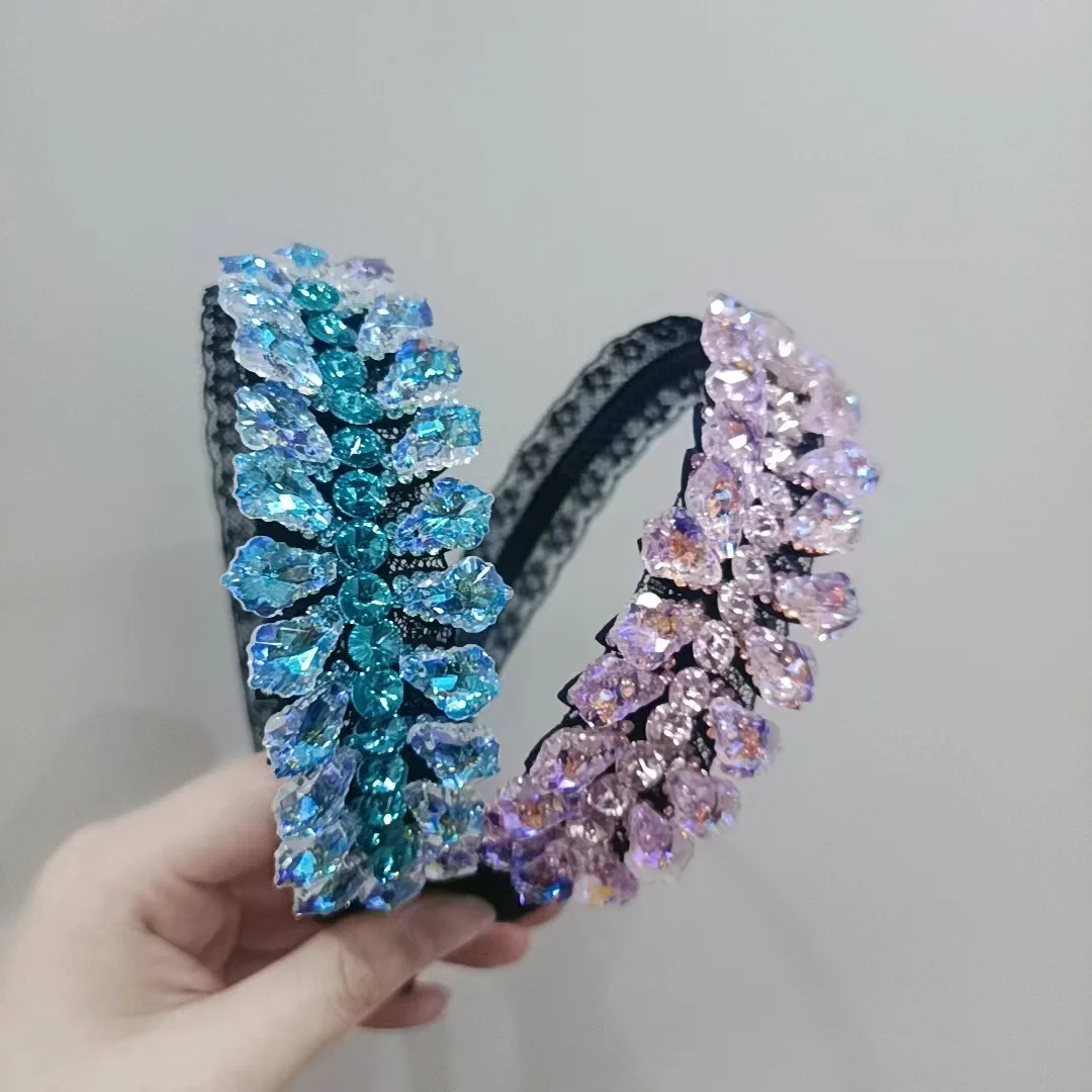 Hair hoop hairpin fashion wide-brimmed sweet lady joker adult crystal grain toothed antiskid head band