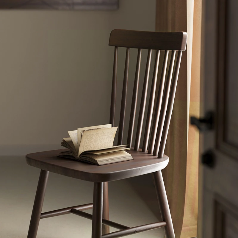 Solid wood dining chair household simple dining table chair retro restaurant  medieval commercial study