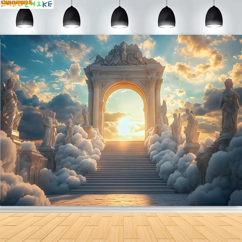 

Stairway Heaven Glory Gates Photography Backdrops God Symbol Birth of Holy Baby Jesus Christianity Party Background GHD-04