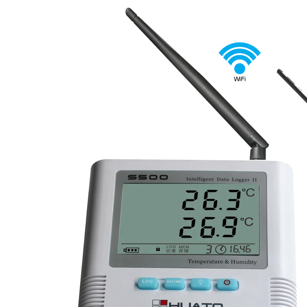 2026 HUATO Real-time Monitoring Automatically Downloaded Logger Memory WiFi 2.4GHz Wireless Technology Dual Temperature Data Log