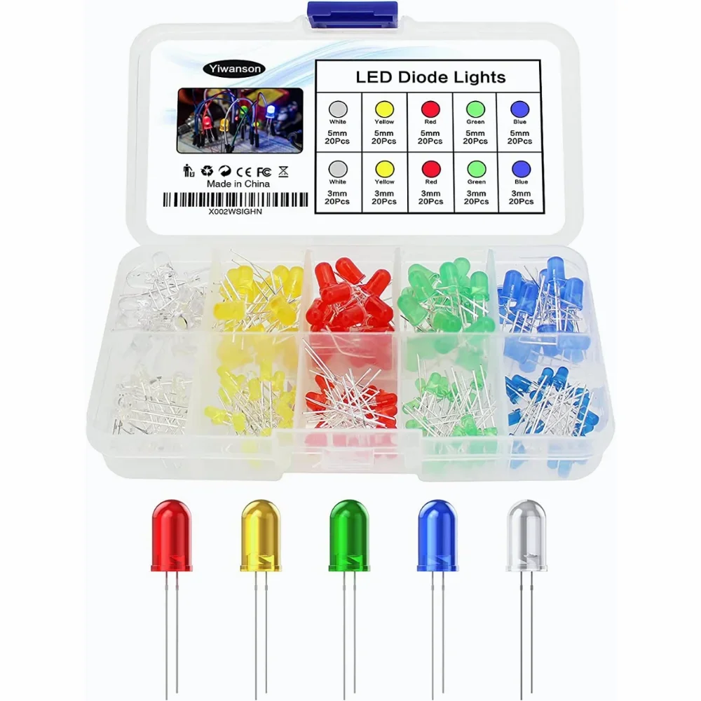 200Pcs Led Diode Super Heldere Mini 3Mm 5Mm Individuele Light Emitting Diodes Assortiment Micro Lamp Rood Groen blauw Geel Wit