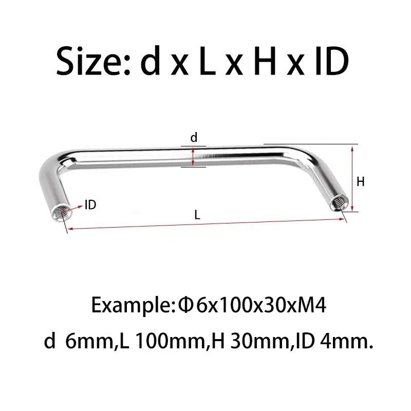 

304 Stainless Steel Solid U-Shaped Cabinet Handle / Industrial Wardrobe Door Pull with Threaded Mount - Minimalist Hardware