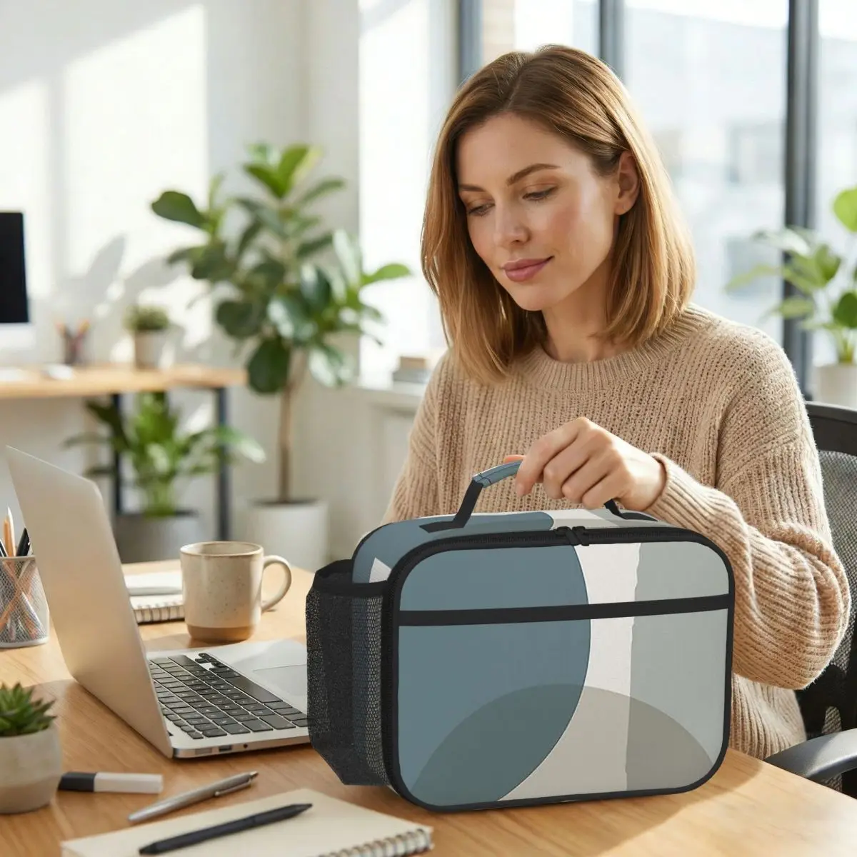 Mid Century Minimali Insulated Lunch Bag for Women Office Cooler Thermal Food Box Tote Portable Lunch Boxes Container