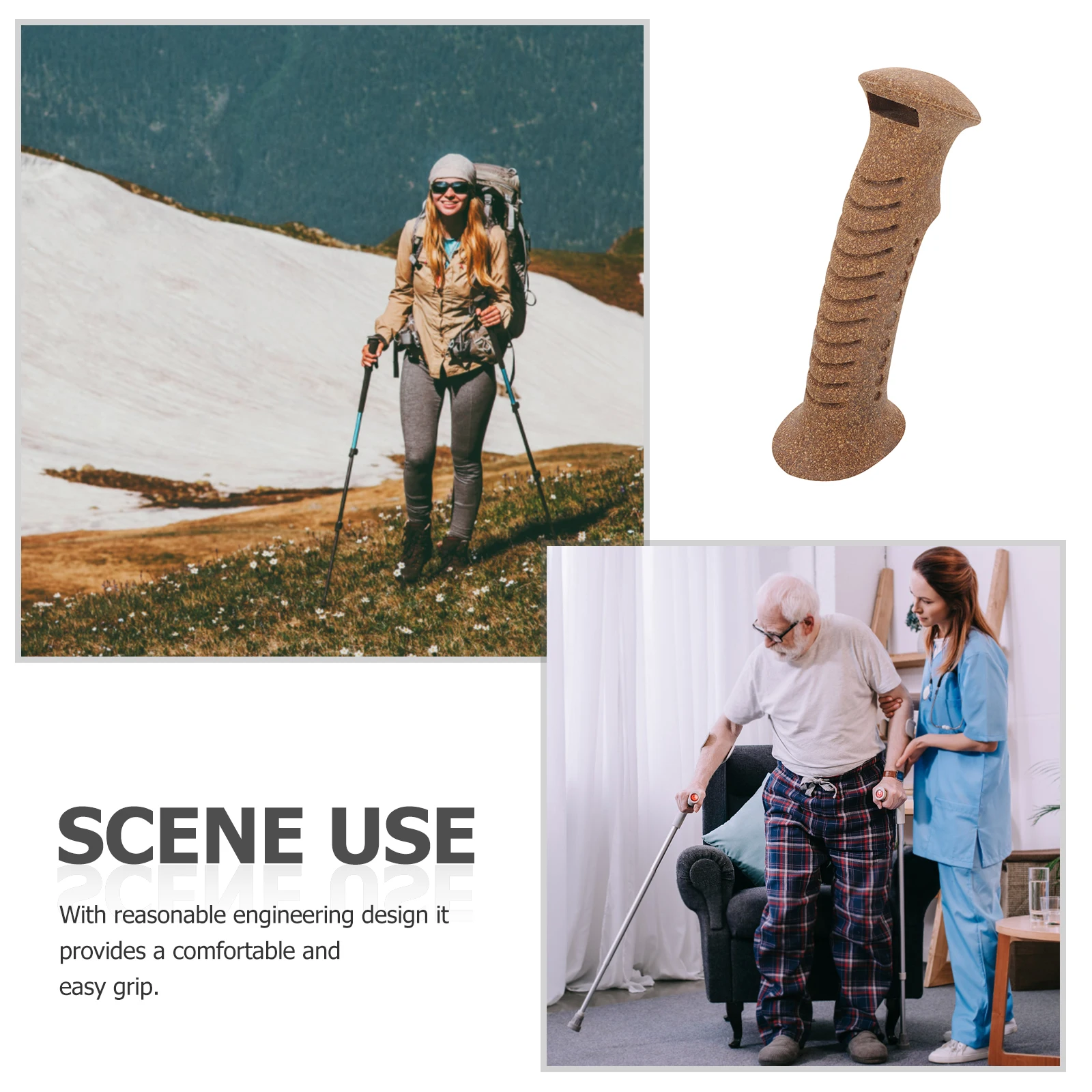 

Cork Handle Ergonomic Grip for Hiking Ski Poles Comfortable Secure Replacement Trekking Pole Spherical Handle