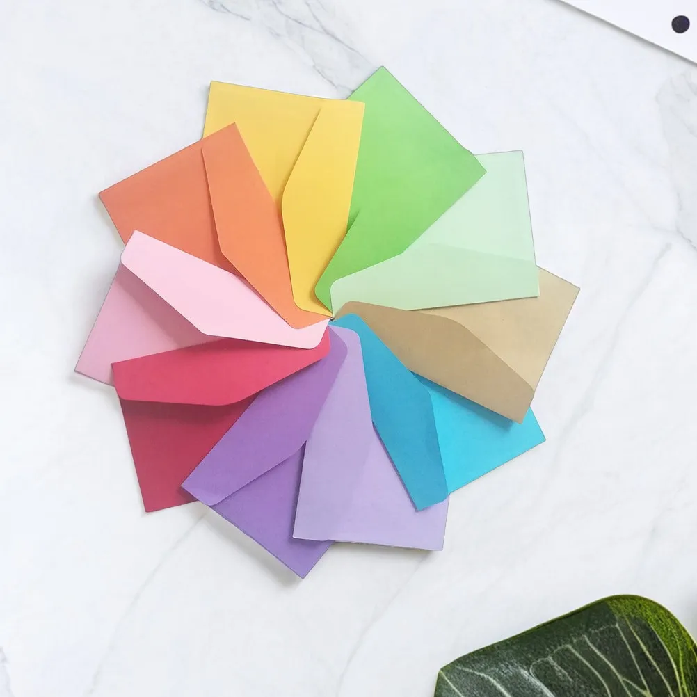 50Pcs Letter Writing Envelopes Kraft Paper Mini Envelopes for Personal Letters Invitations Scrapbooking Organizing Buttons