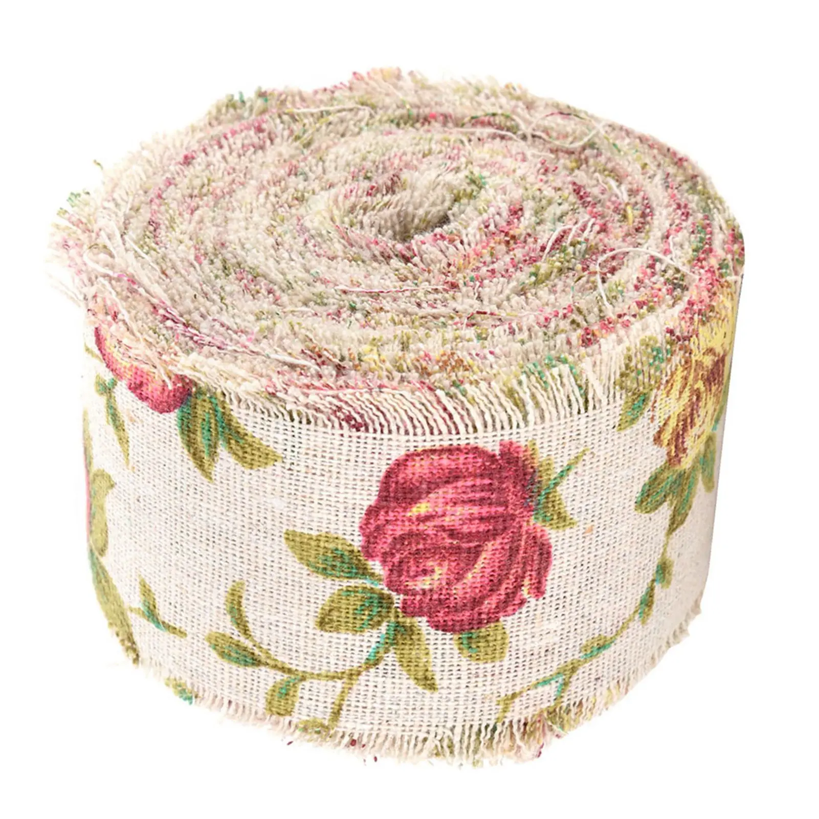 DIY Gedrukt Rose Flower Jute Lint Hessische Jute Riem Bruiloft Doek Decoratie 10m Naaibenodigdheden