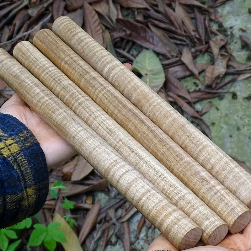 Canadian Tiger Stripe Hard Maple Wood Stick No Waxed Solid Hardwood Short Stick Hand‑Held Exercise Stick Wenwan Hand Carving Rod view 5