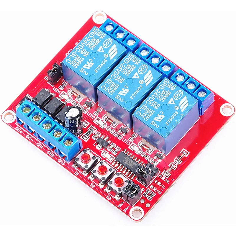 3 road interlock switch self-locking triad relay module 12v relay high and low level trigger