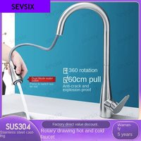 304 stainless steel kitchen pull-out faucet for cold and hot water,suitable for vegetable trays and sinks,single hole with three