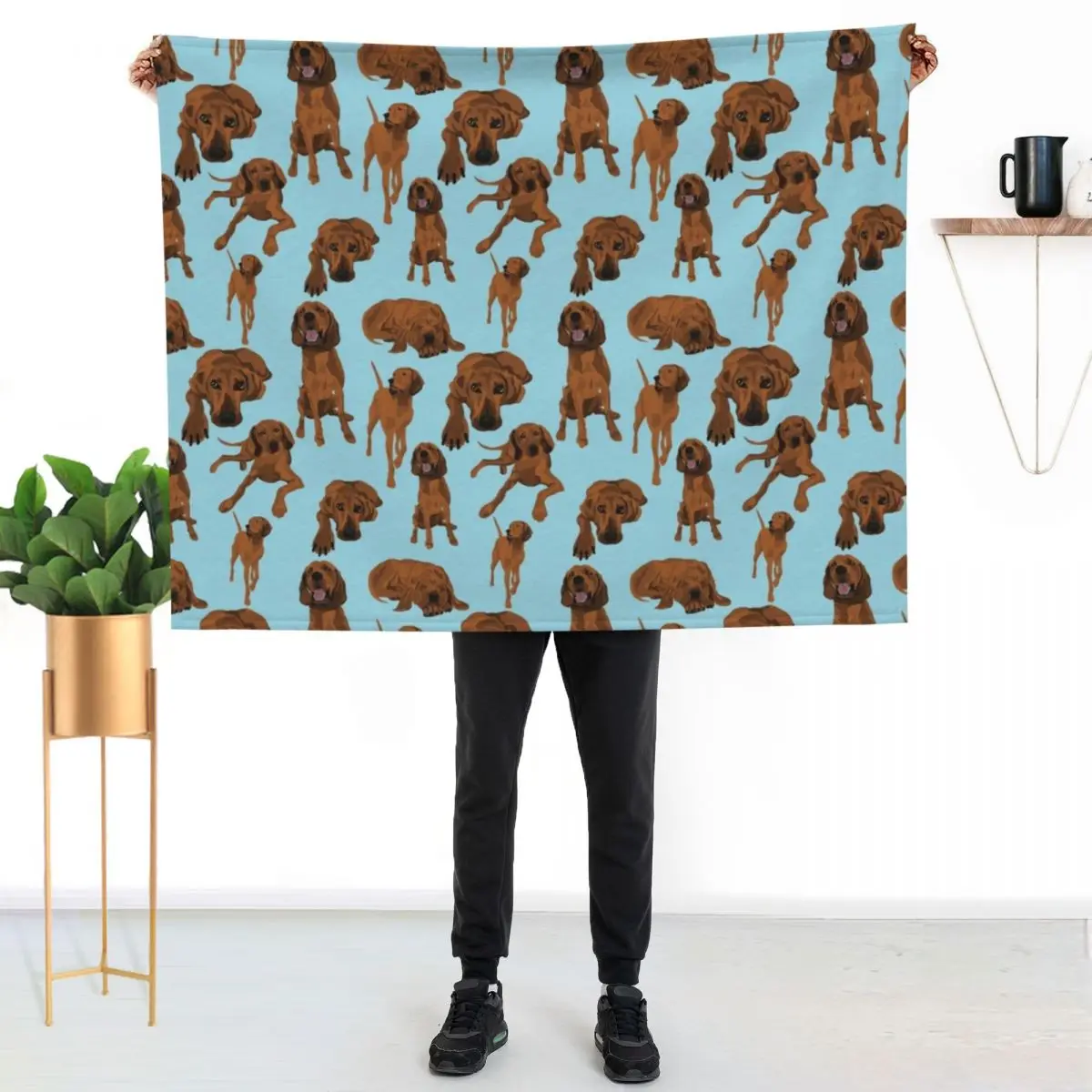 Redbone Coonhounds on Blue Throw Blanket Luxury Throw warm for winter cosplay anime Tourist Camping christmas gifts Blankets