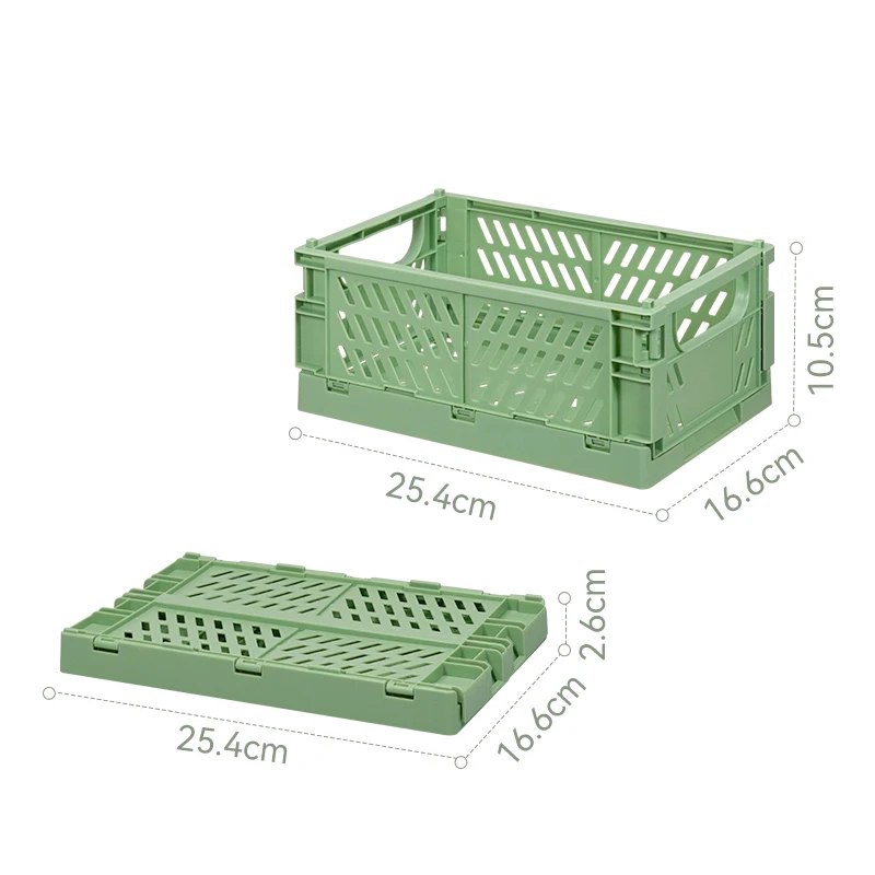 GRS Factory OEM ODM Hot Sell Household Large Sizes Folding Plastic Containers basket crates with handle