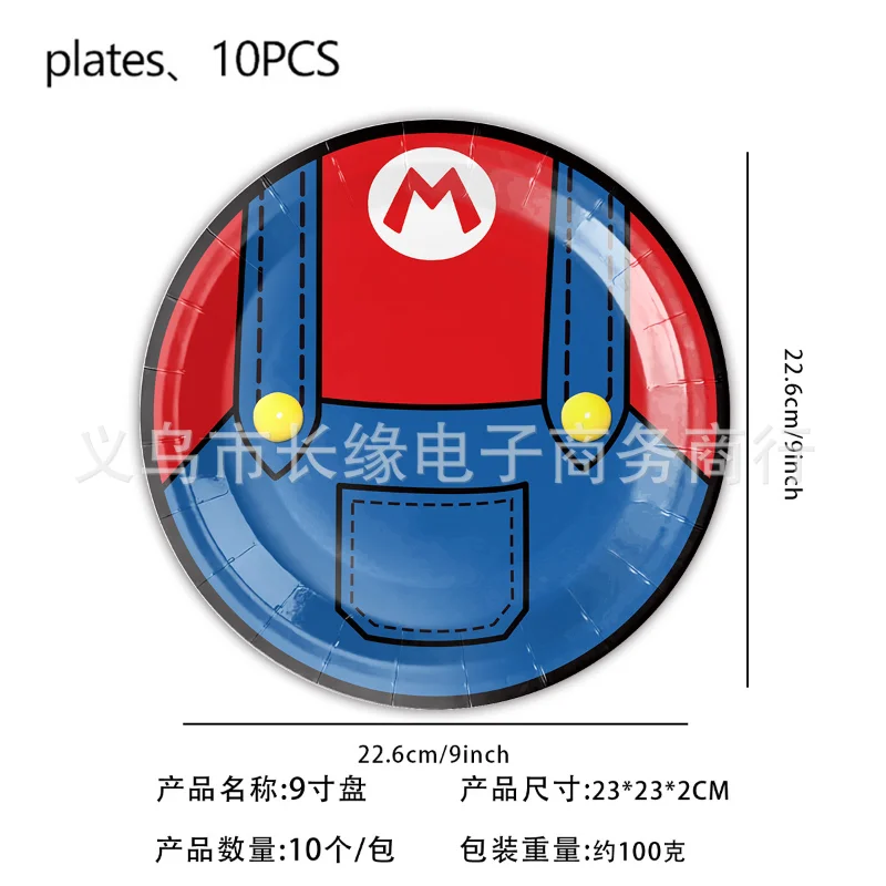Peralatan Makan Sekali Pakai Pesta Tema Super Mario Piring Cangkir Kertas Taplak Meja Tisu Kartun Perlengkapan Dekoratif Pesta Ulang Tahun Anak-anak