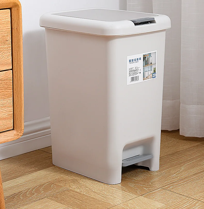 Large Capacity Garbage Bin with Lid Household Bathroom Living Room Kitchen Bedroom Light Luxury Pedal and Press Type Garbage Bin