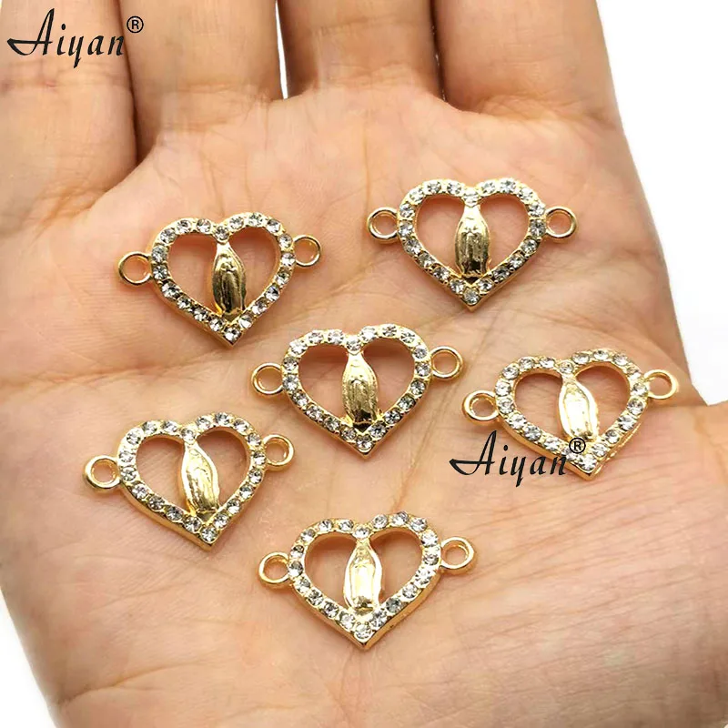 50Pieces  Virgin  Mary  Double  Hanging  Alloy  Accessories   Love  Heart  Can  Be Handmade And DIY Into Bracelets And Necklaces