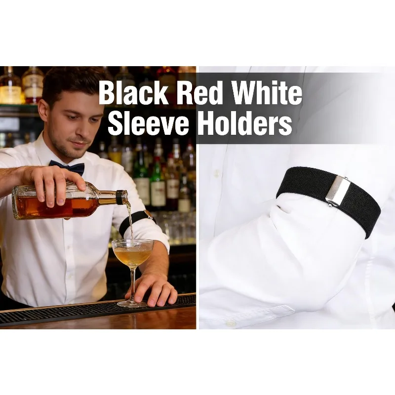1 Pair Business Elastic Adjustable Shirt Sleeve Garter Strap Arm Band Sleeve Bracelet Anti-Slip Cuff Holder Armband Men Women
