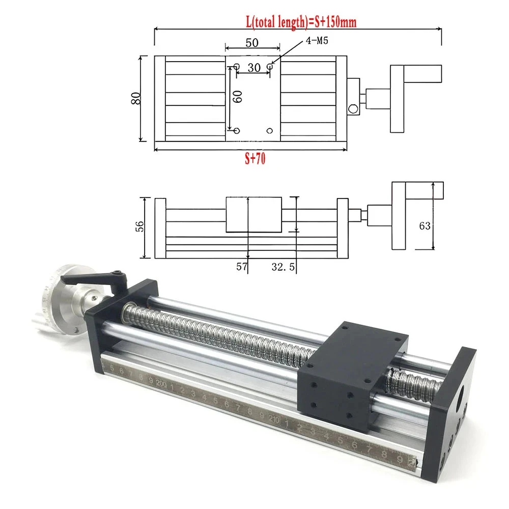 Imagem -03 - Guia Linear Volante para Bancada de Trabalho Tabela Deslizante Manual Cnc Tabela Saw Stroke Ballsscrew Sfu1204 1605 1610 100500 mm